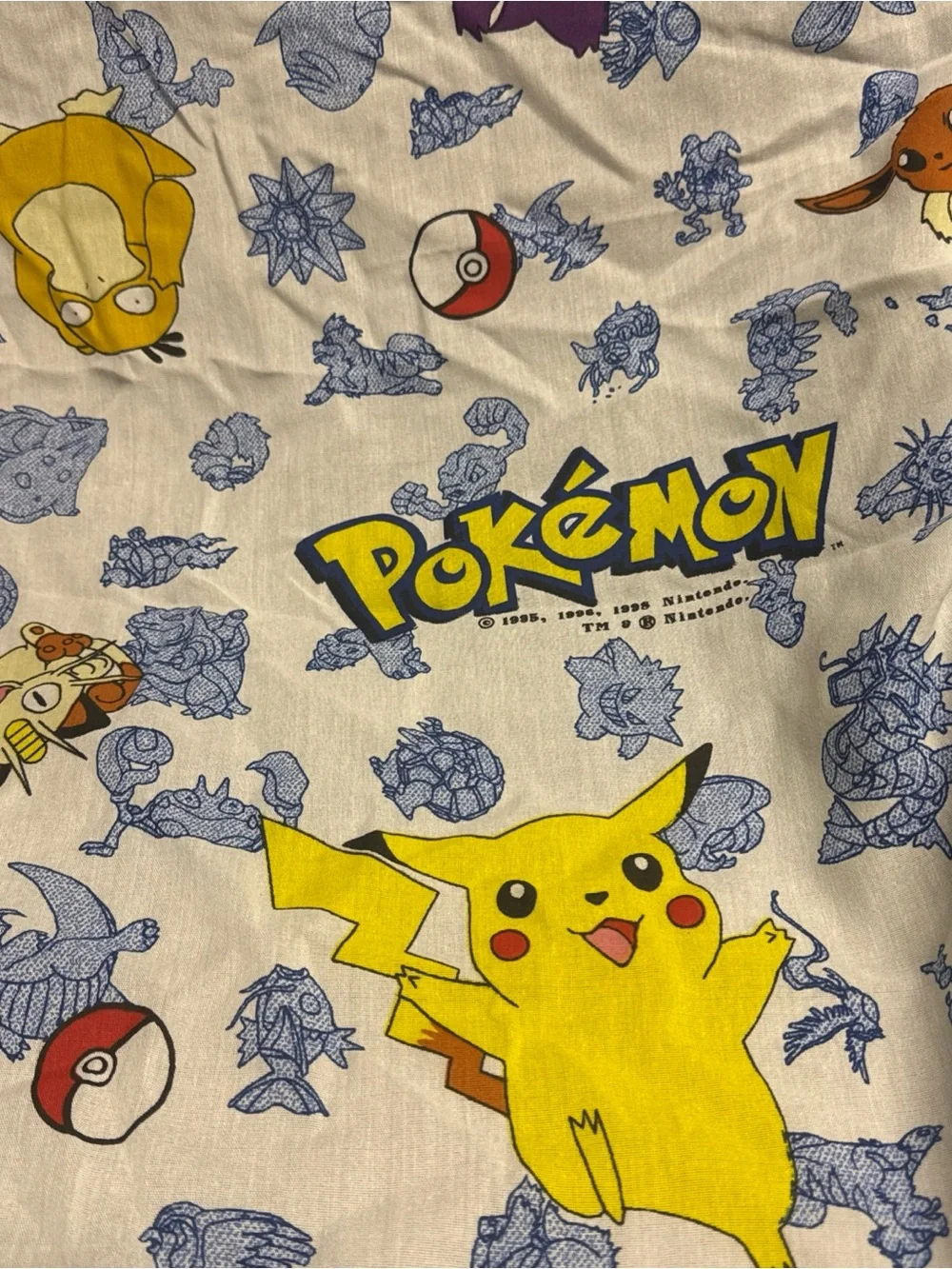 Vtg Nintendo 1998 Pokemon Pikachu Springs 2 Twin Size Fitted Bed Sheets 38x76 in